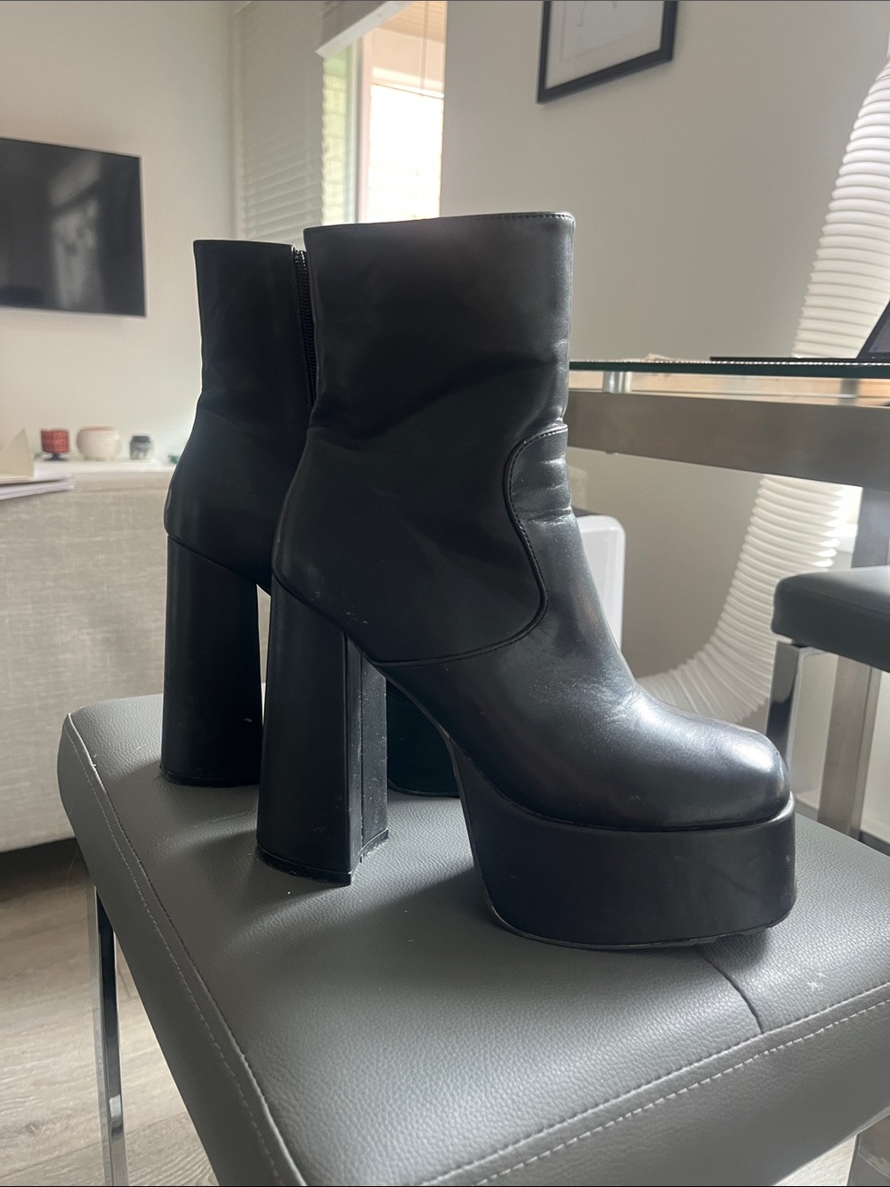 Dolls Kill Black Chunky Platform Ankle Boots